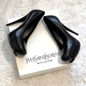YSL black leather Tribute Two heels